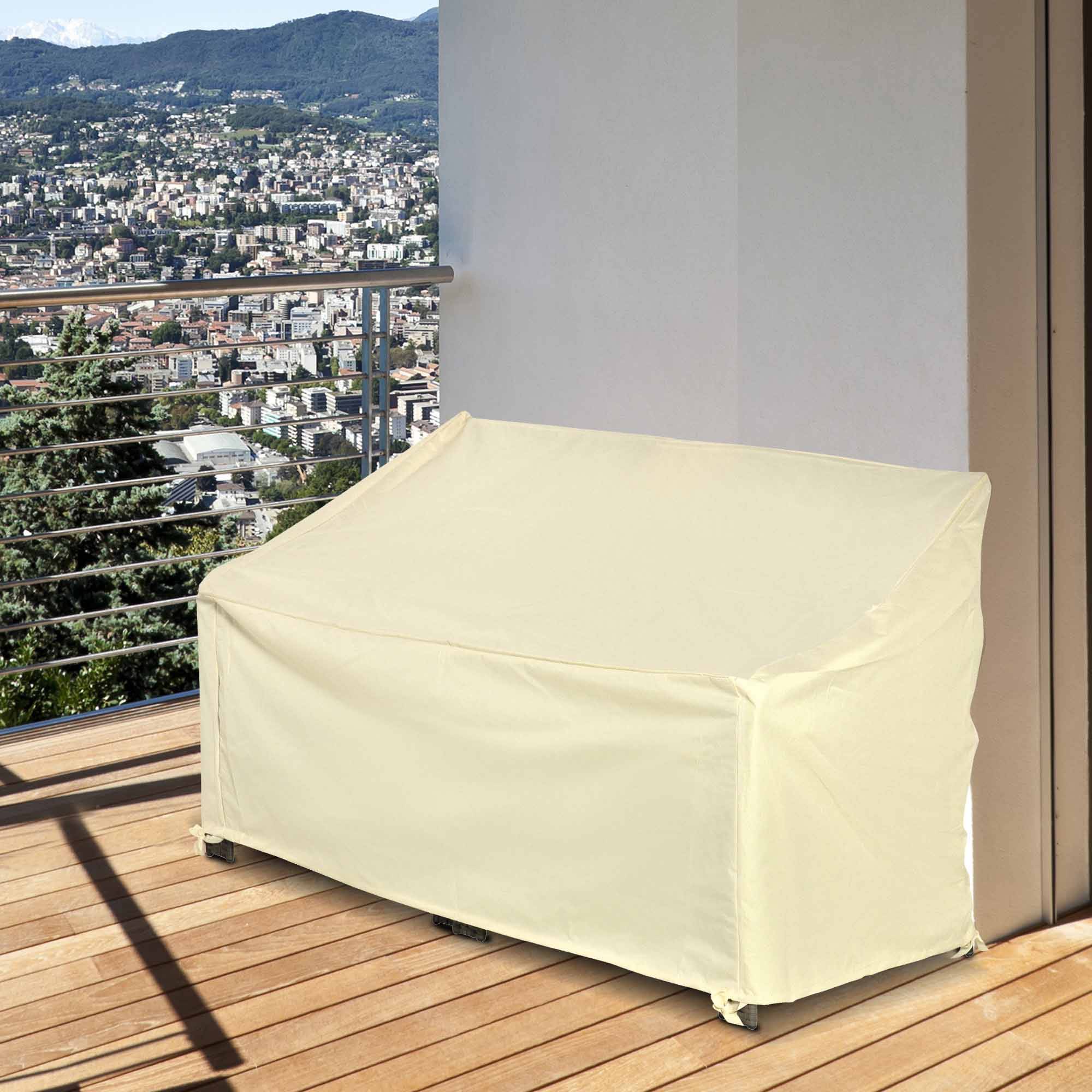 Housse de Canapé Extérieur Étanche 600D Oxford, 140 x 84 x 56/94 cm, Protection Banc de Jardin, Beige - Image 4