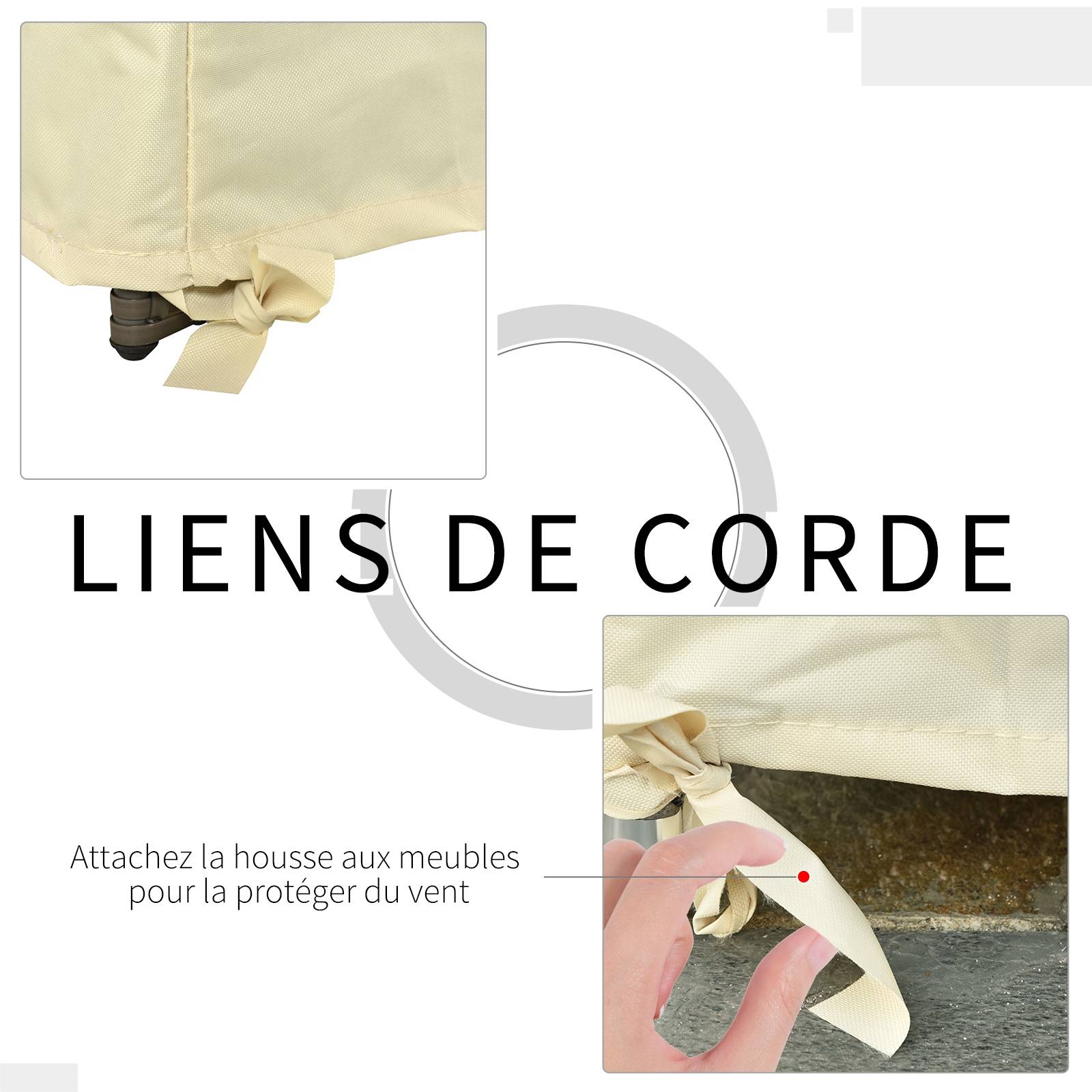 Housse de Canapé Extérieur Étanche 600D Oxford, 140 x 84 x 56/94 cm, Protection Banc de Jardin, Beige - Image 8