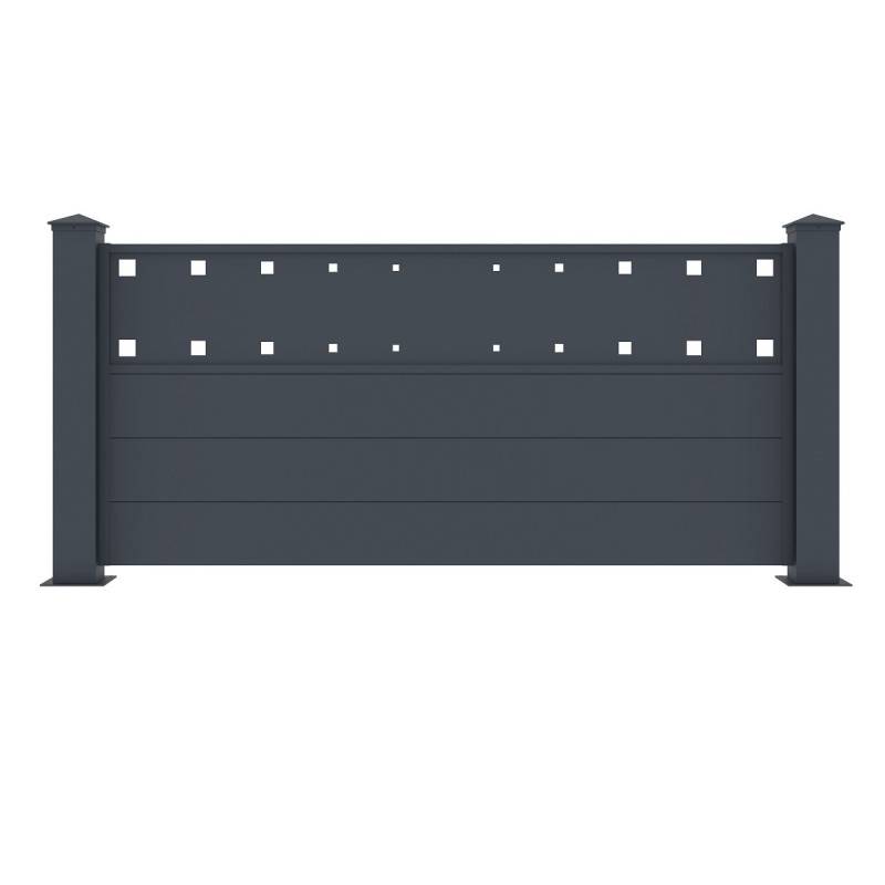X-Metal - Clôture aluminium anthracite 188,6x89 cm X-Metal avec 2 poteaux inclus