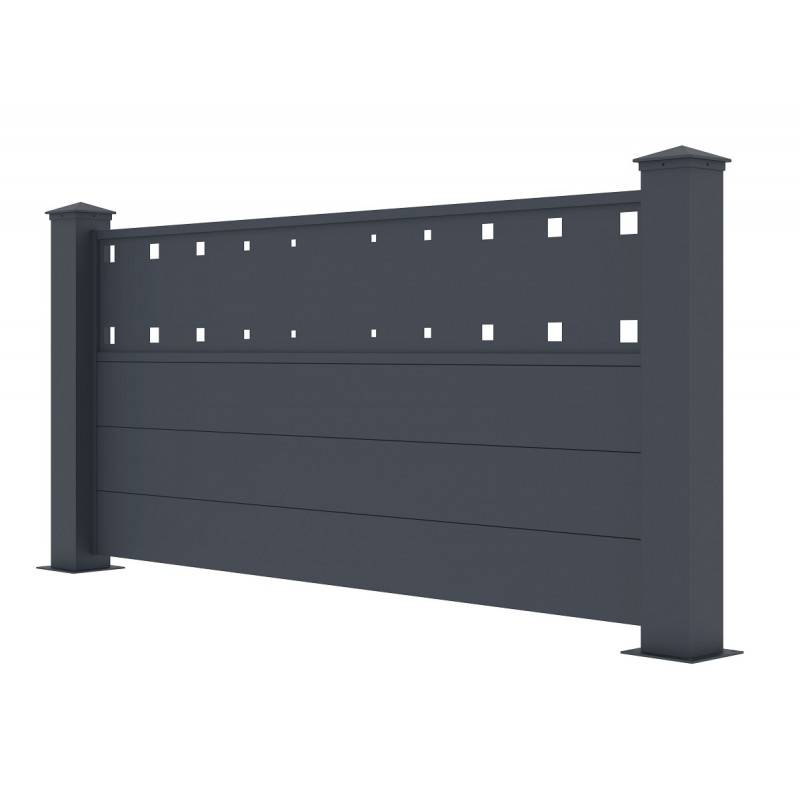 X-Metal - Clôture aluminium anthracite 188,6x89 cm X-Metal avec 2 poteaux inclus - Image 3
