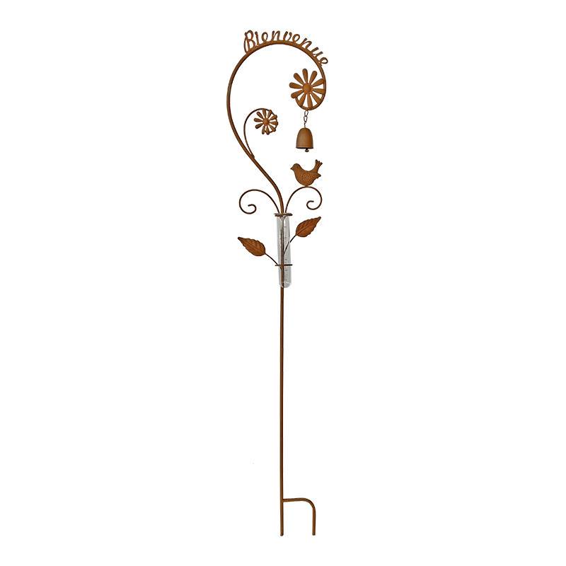 La Grande Prairie - Pluviomètre de Jardin Bienvenue en Métal patiné 27x124cm