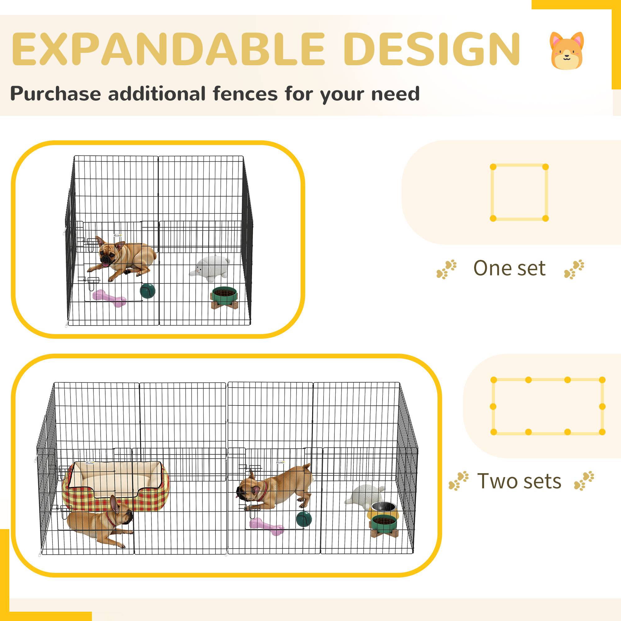 Parc enclos modulable pour chiens lapins rongeurs clôture pour petits animaux intérieur et extérieur 61 x 76 cm noir - Image 10