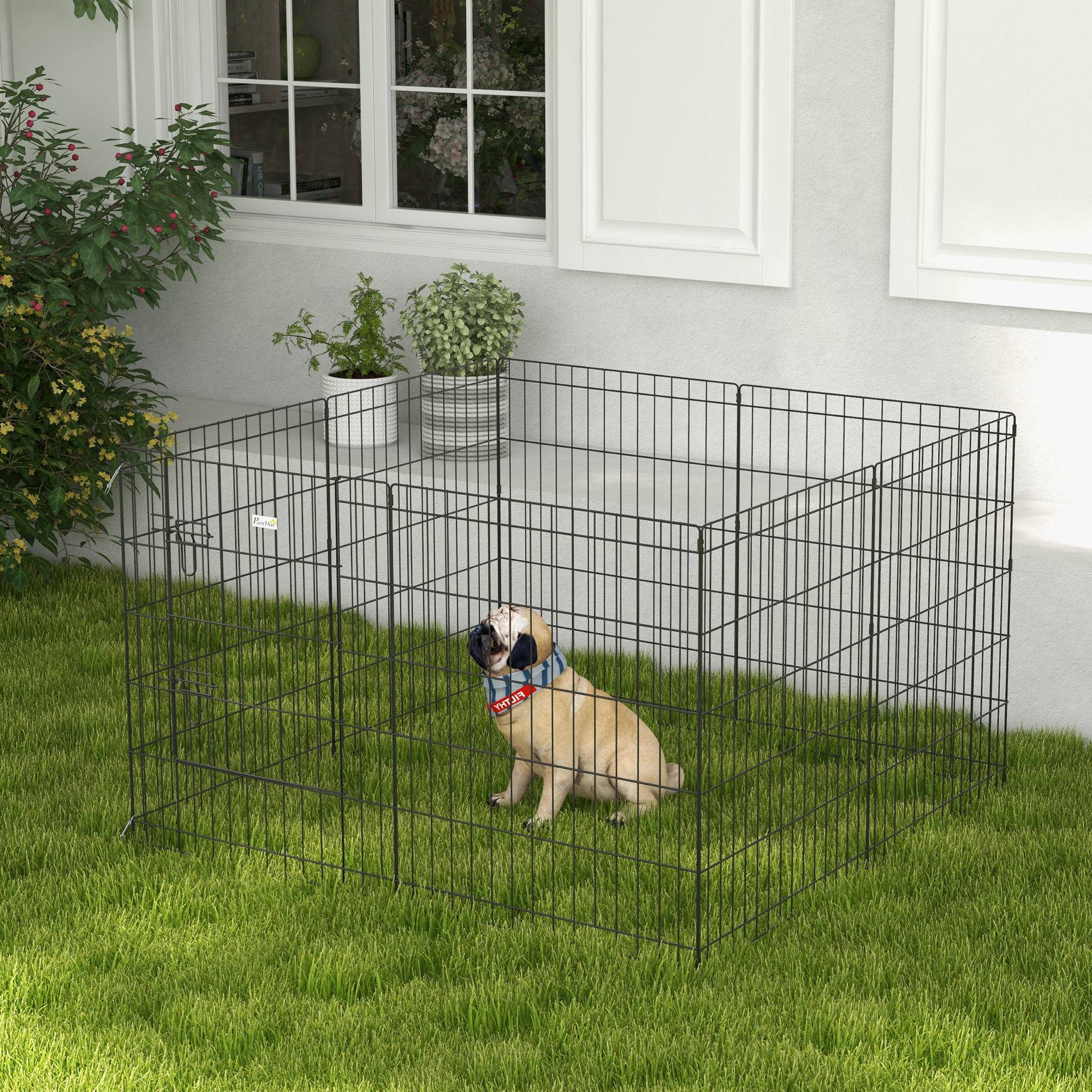 Parc enclos modulable pour chiens lapins rongeurs clôture pour petits animaux intérieur et extérieur 61 x 76 cm noir - Image 3