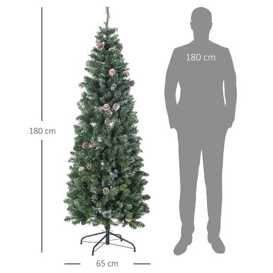 Sans Marque - Sapin Noël artificiel 618 branches enneigées support acier socle pliable acier - Image 5