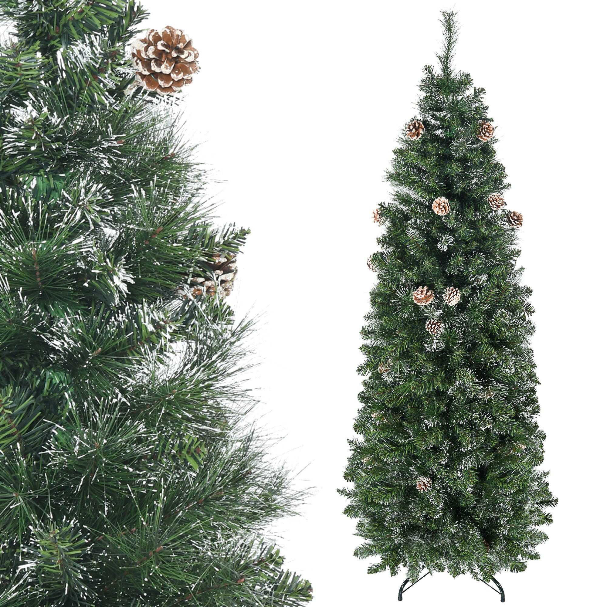 Sans Marque - Sapin Noël artificiel 618 branches enneigées support acier socle pliable acier - Image 1