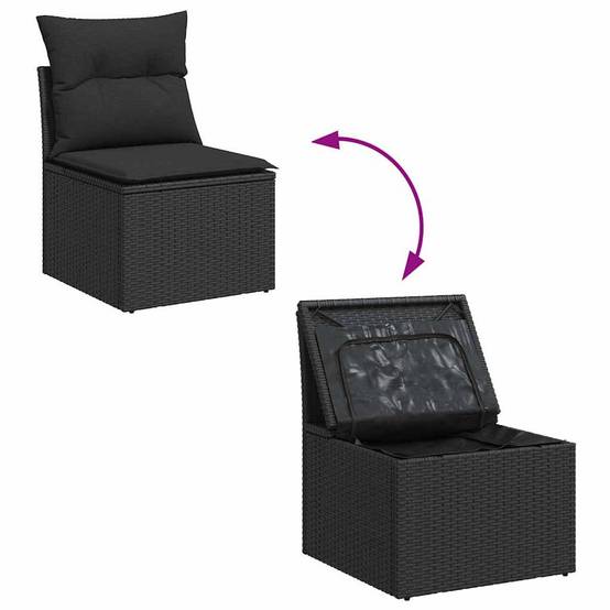 ComfortXL - Salon de Jardin Noir 4 Places avec Rangement et Bois Acacia – ComfortXL Outdoor Living - Image 8
