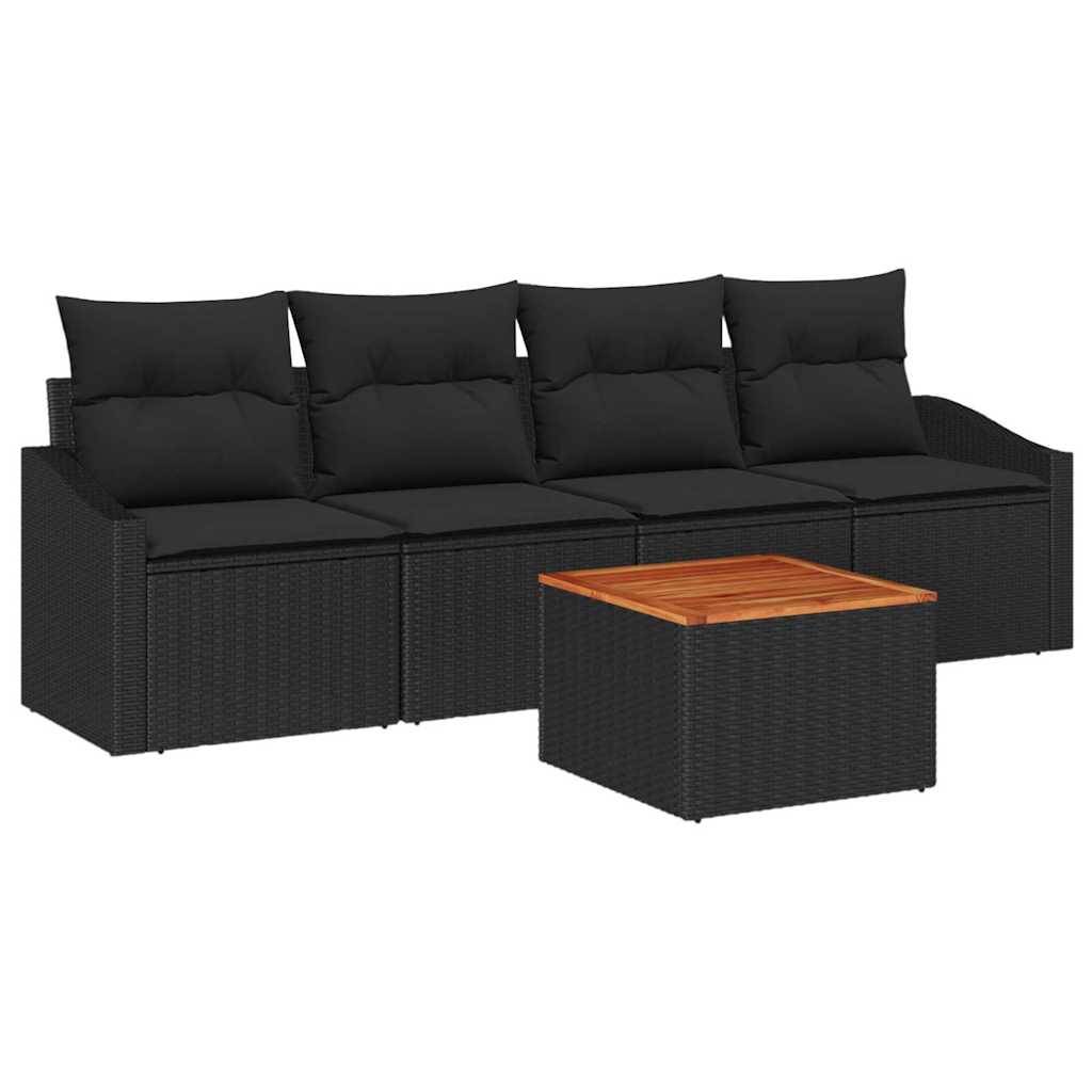 ComfortXL - Salon de Jardin Noir 4 Places avec Rangement et Bois Acacia – ComfortXL Outdoor Living - Image 2