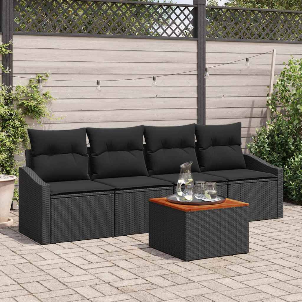 ComfortXL - Salon de Jardin Noir 4 Places avec Rangement et Bois Acacia – ComfortXL Outdoor Living - Image 1