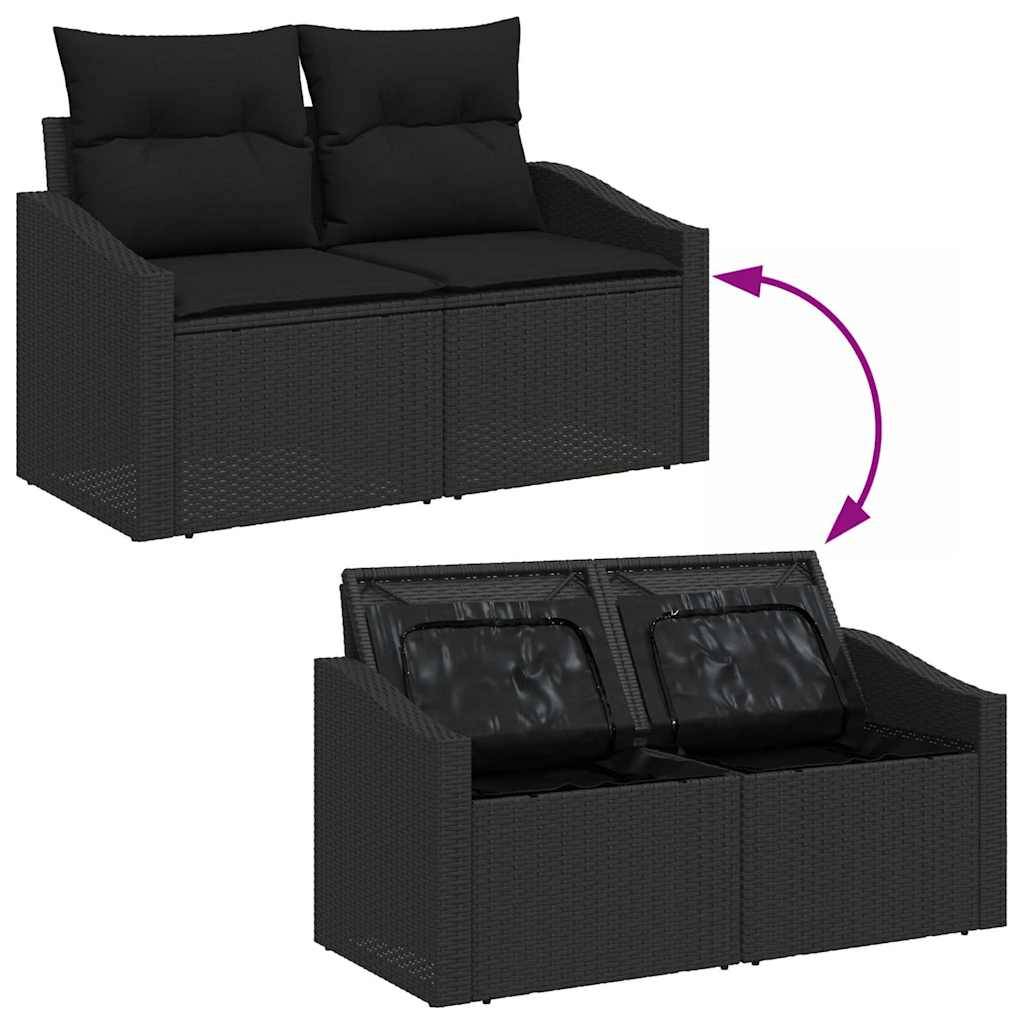 ComfortXL - Salon de Jardin Noir 4 Places avec Rangement et Bois Acacia – ComfortXL Outdoor Living - Image 9