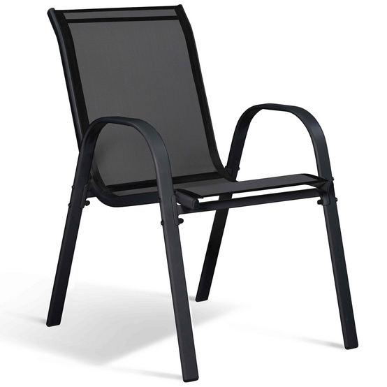 Salon de jardin POLY table extensible 135-270 CM et 12 chaises bois et noir - Image 4