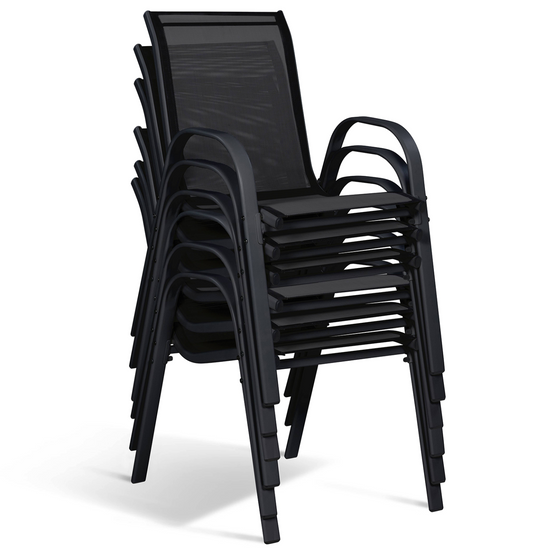 Salon de jardin POLY table extensible 135-270 CM et 12 chaises bois et noir - Image 5