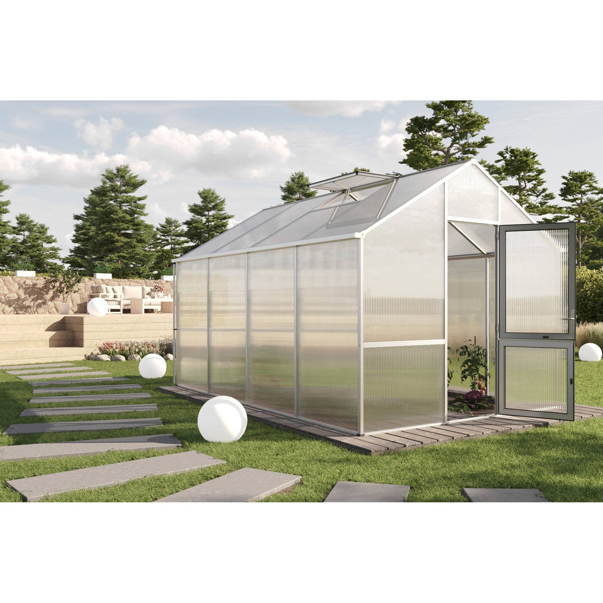 Serre de jardin 12,74m² KGT Dahlie IV,aluminium brut - Image 2