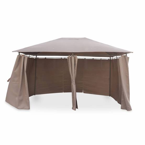 sweeek - Tonnelle 3x4 m - Divio - Toile taupe - Pergola avec rideaux. tente de jardin. barnum. chapiteau. réception | sweeek - Image 2