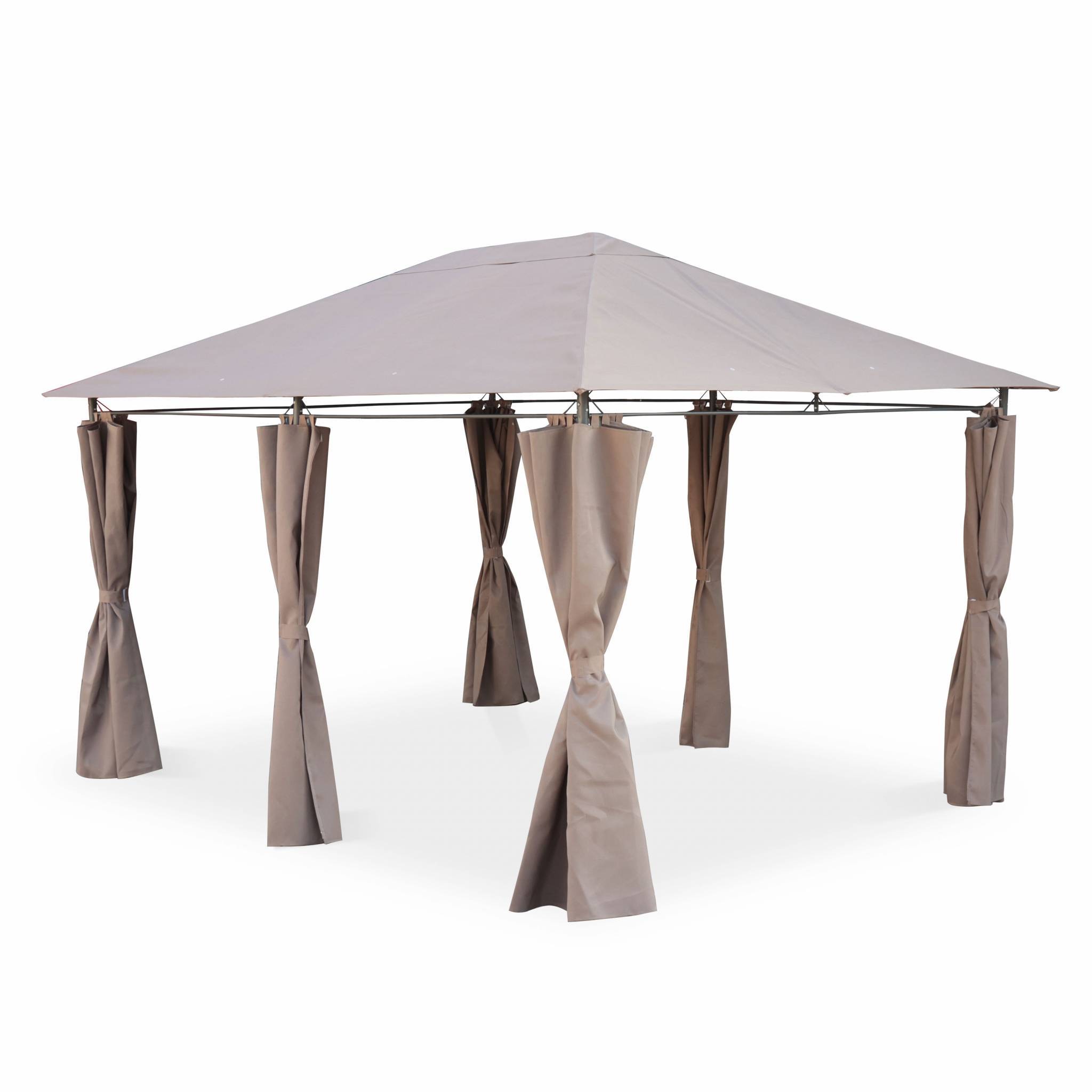sweeek - Tonnelle 3x4 m - Divio - Toile taupe - Pergola avec rideaux. tente de jardin. barnum. chapiteau. réception | sweeek