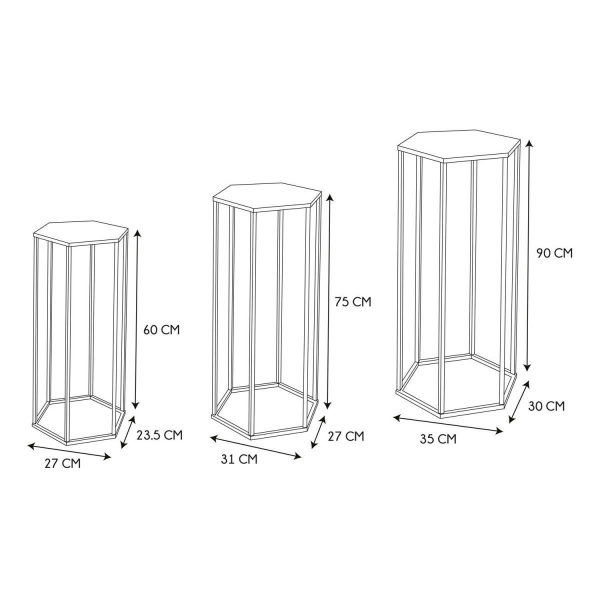 The Home Deco Factory - Lot de 3 Sellettes Gigognes "Métal" 90cm Noir - Image 2