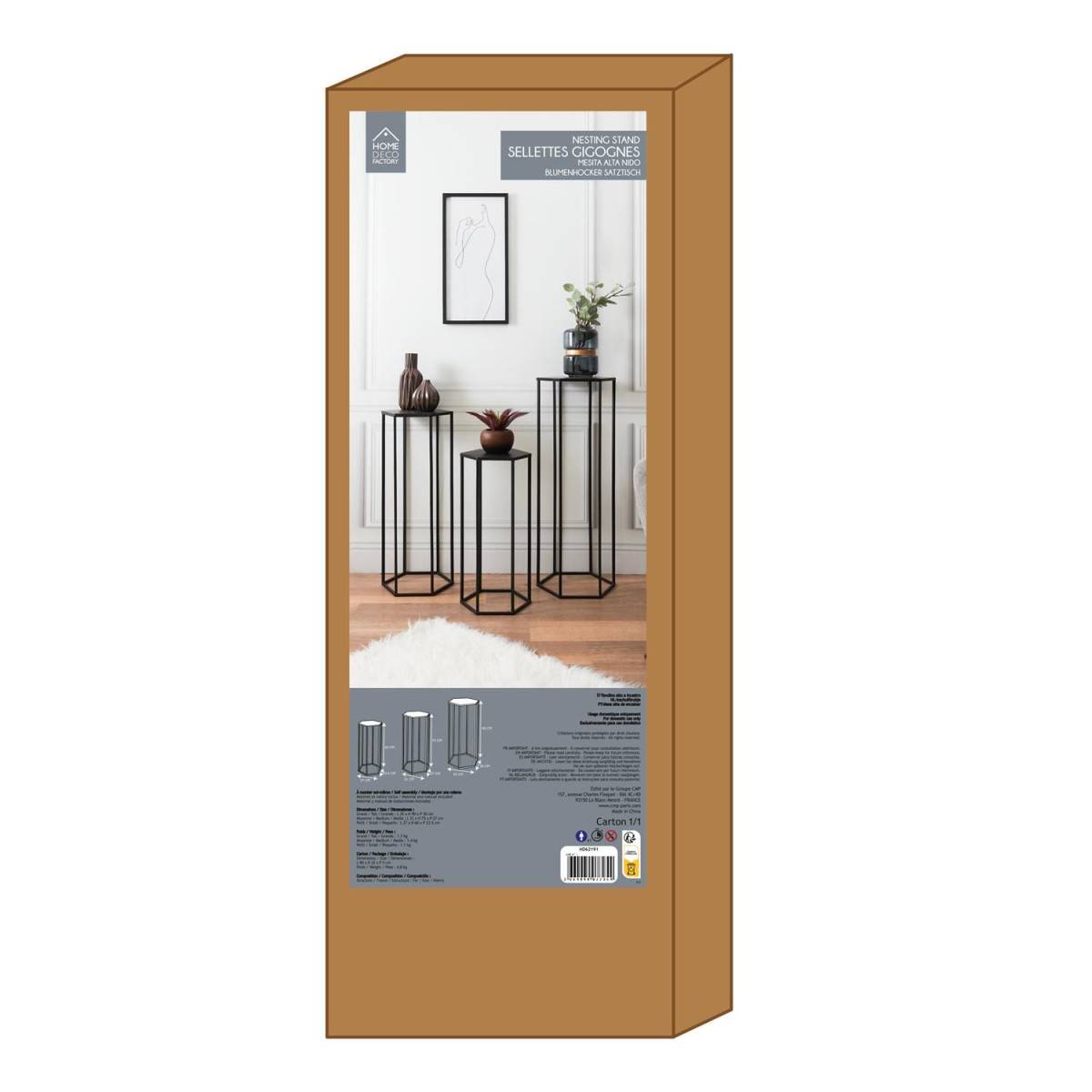 The Home Deco Factory - Lot de 3 Sellettes Gigognes "Métal" 90cm Noir - Image 4