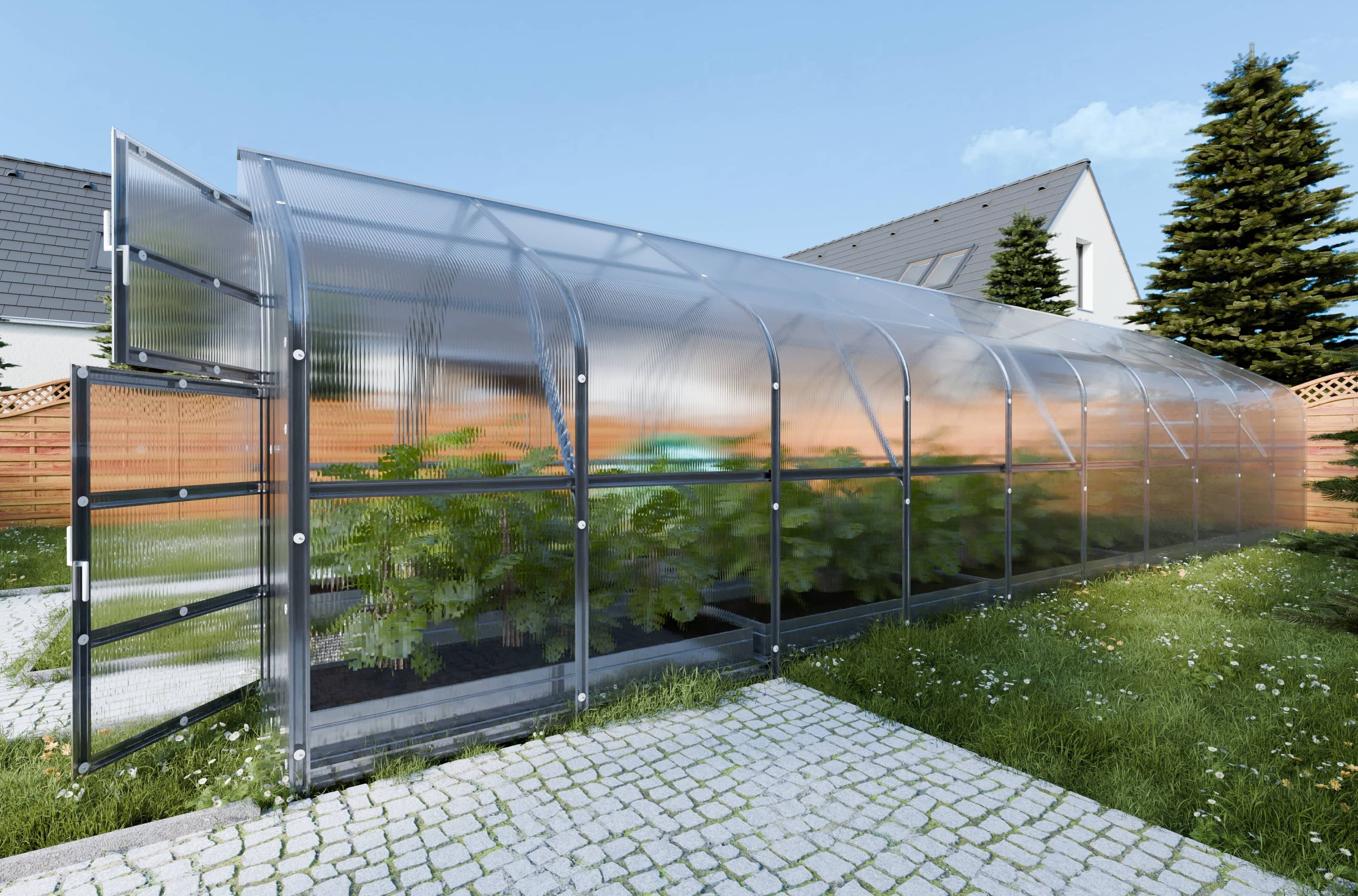Serre KLASIKA*DROP 25m2, 2,5m x 10m, 6 mm avec revêtement en polycarbonate - Image 2