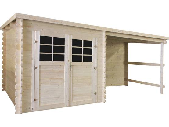 Abri De Jardin En Bois Avec Auvent "montval" - 14 M² - 28 Mm -habitat Et Jardin - Image 1