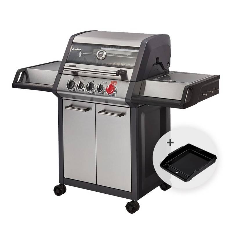 Barbecue Monroe Pro 3 SIK Turbo - ENDERS - 3 brûleurs dont 1 Turbo Zone - 1 brûleur arrière infrarouge + plaque plancha offerte - Image 1