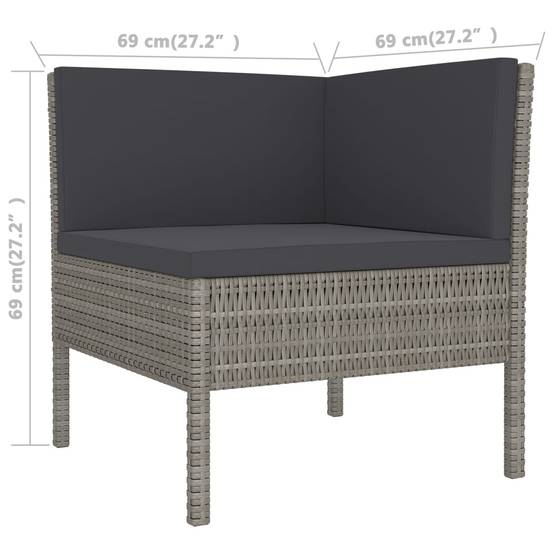 Helloshop26 - Salon de jardin meuble d'extérieur ensemble de mobilier 10 pièces avec coussins résine tressée gris - Image 7