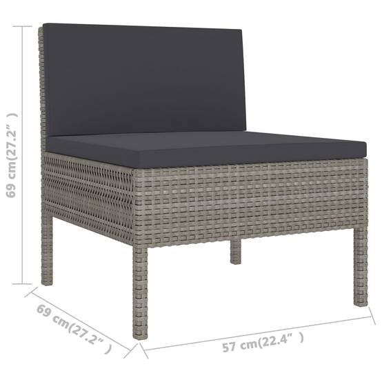 Helloshop26 - Salon de jardin meuble d'extérieur ensemble de mobilier 10 pièces avec coussins résine tressée gris - Image 8