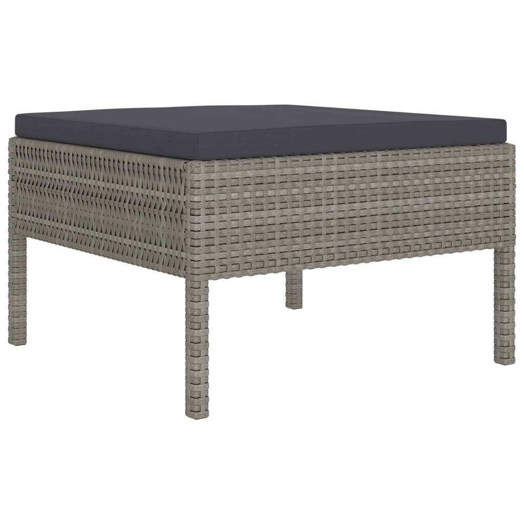 Helloshop26 - Salon de jardin meuble d'extérieur ensemble de mobilier 10 pièces avec coussins résine tressée gris - Image 2