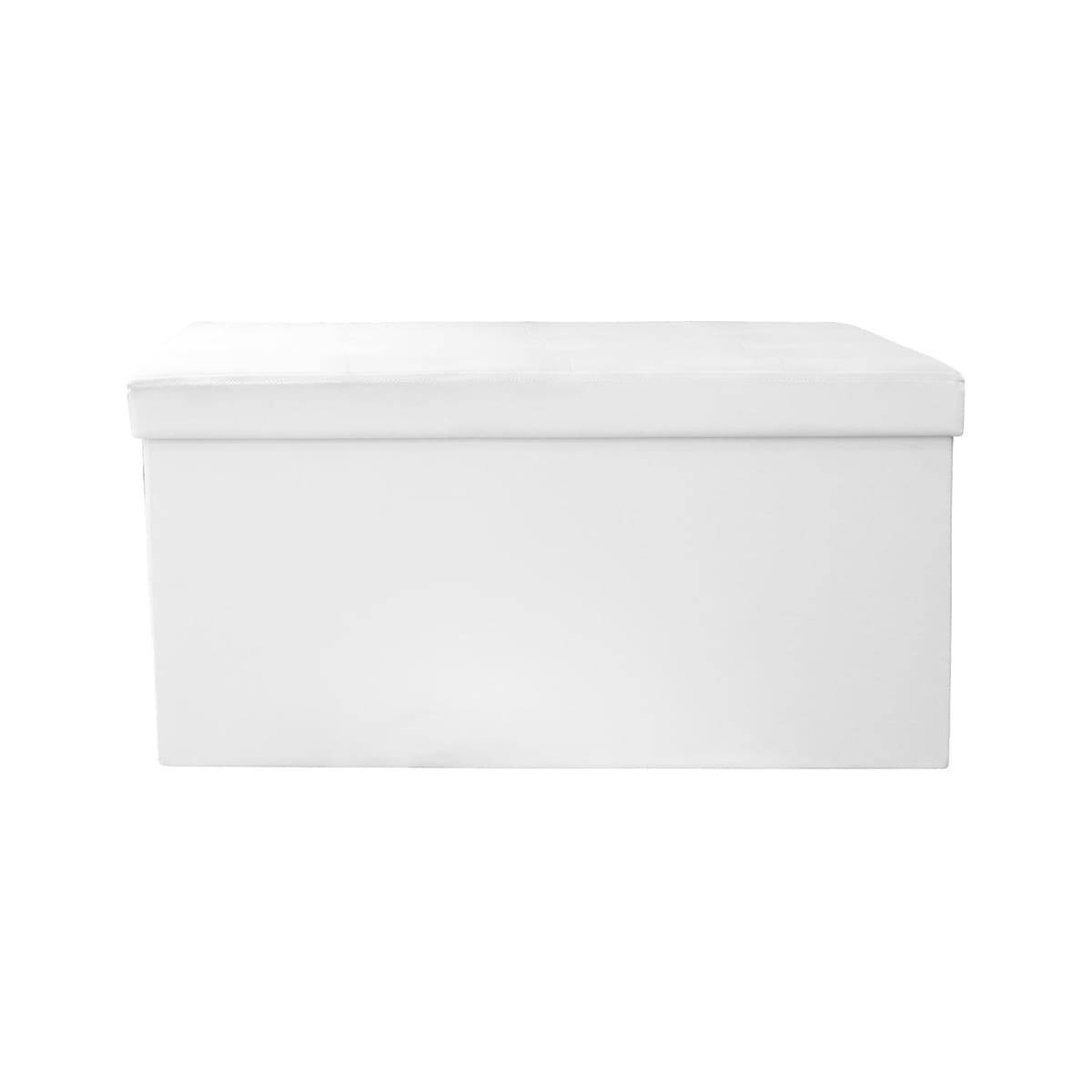 Banc Coffre Pliable Simili Cuir Blanc Capitonné - RONNY - Image 1
