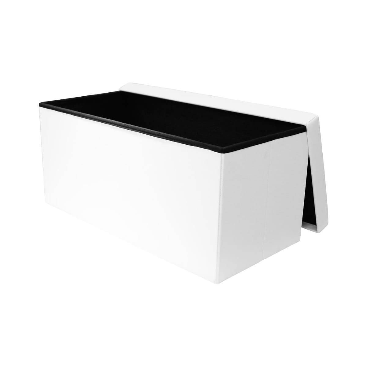 Banc Coffre Pliable Simili Cuir Blanc Capitonné - RONNY - Image 3