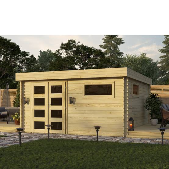 Eden Partenaire Jardin - Abri de jardin en bois mono pente de 13.93m² avec madriers de 34 mm - Image 4
