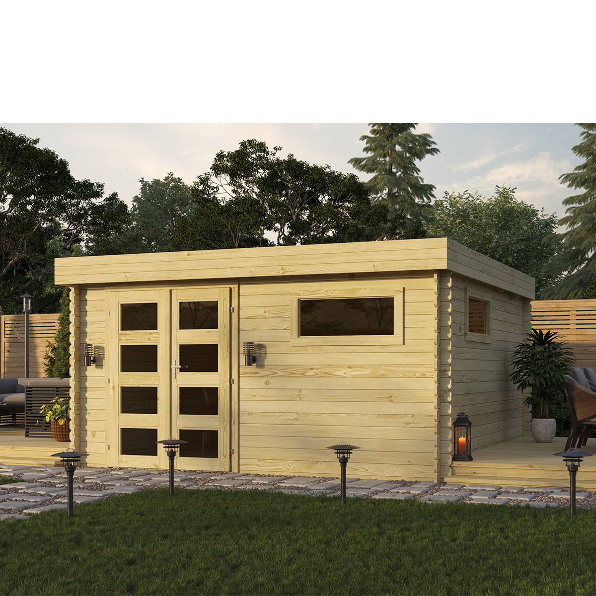 Eden Partenaire Jardin - Abri de jardin en bois mono pente de 13.93m² avec madriers de 34 mm - Image 4
