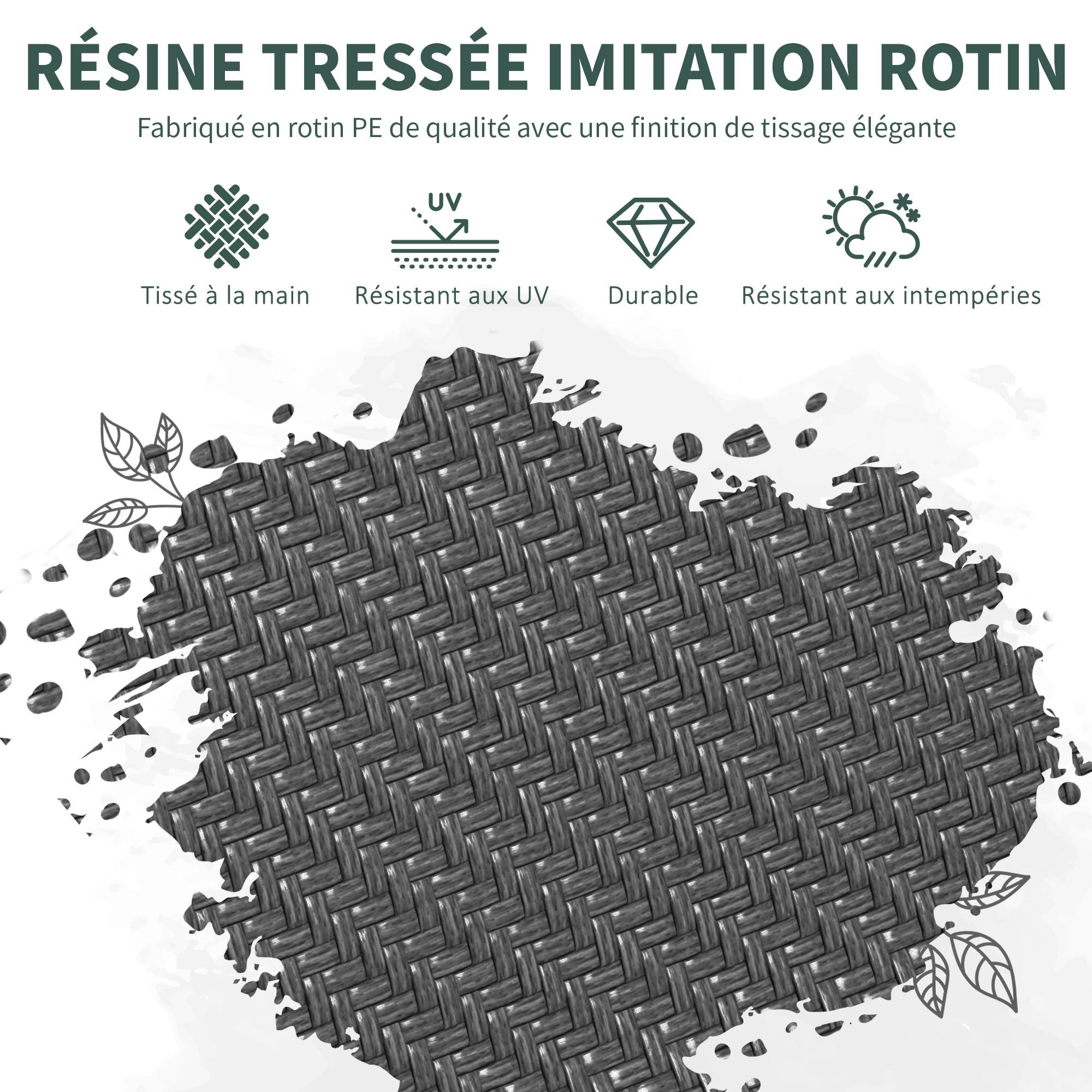 Lot de 4 chaises de jardin empilables en acier et résine tressée avec accoudoirs pour terrasse gris - ComfortXL Outdoor Living - Image 8
