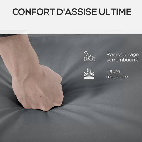Coussin bain de soleil transat polyester jardin terrasse épaisseur 8 cm gris - ComfortXL Outdoor Living - Image 7