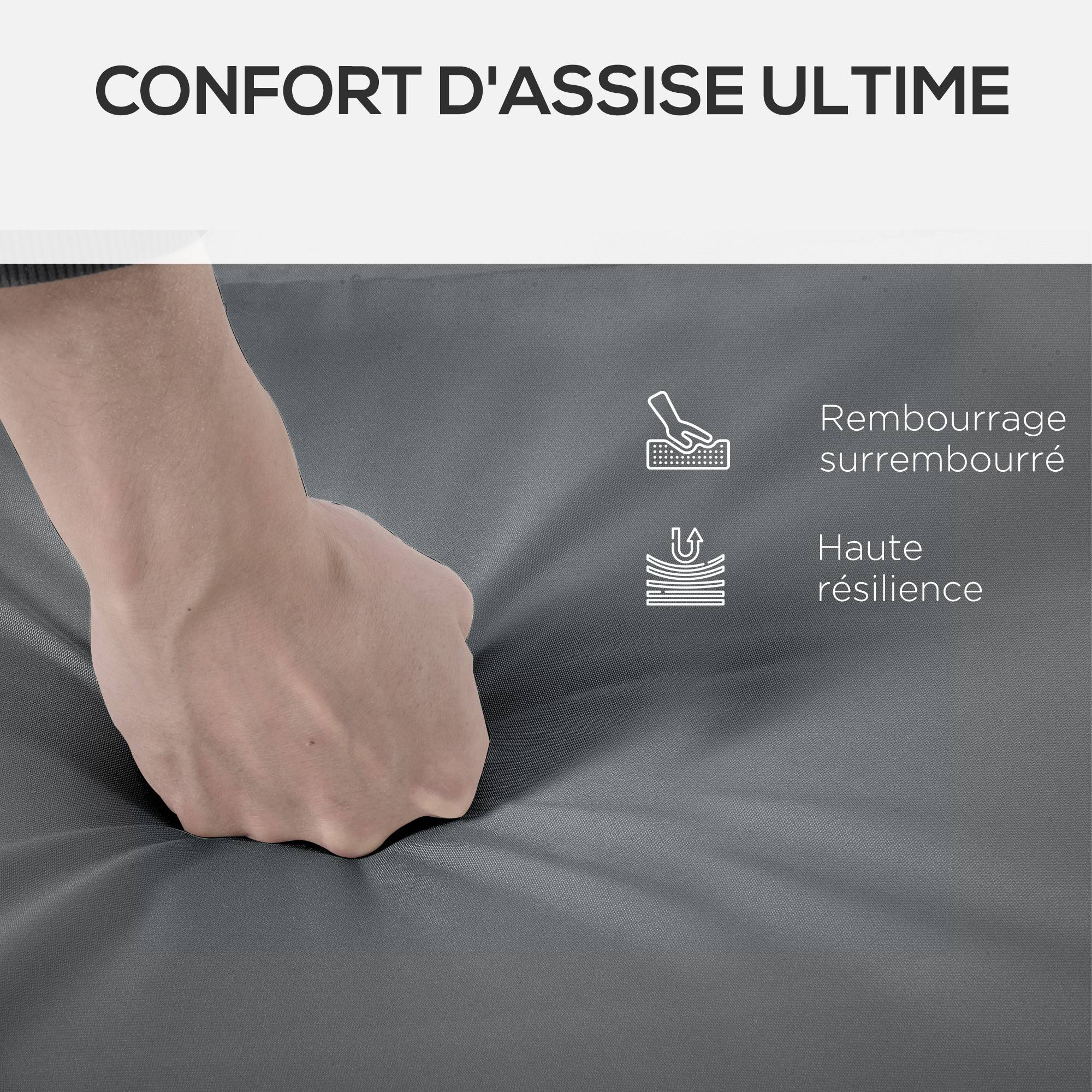 Coussin bain de soleil transat polyester jardin terrasse épaisseur 8 cm gris - ComfortXL Outdoor Living - Image 7