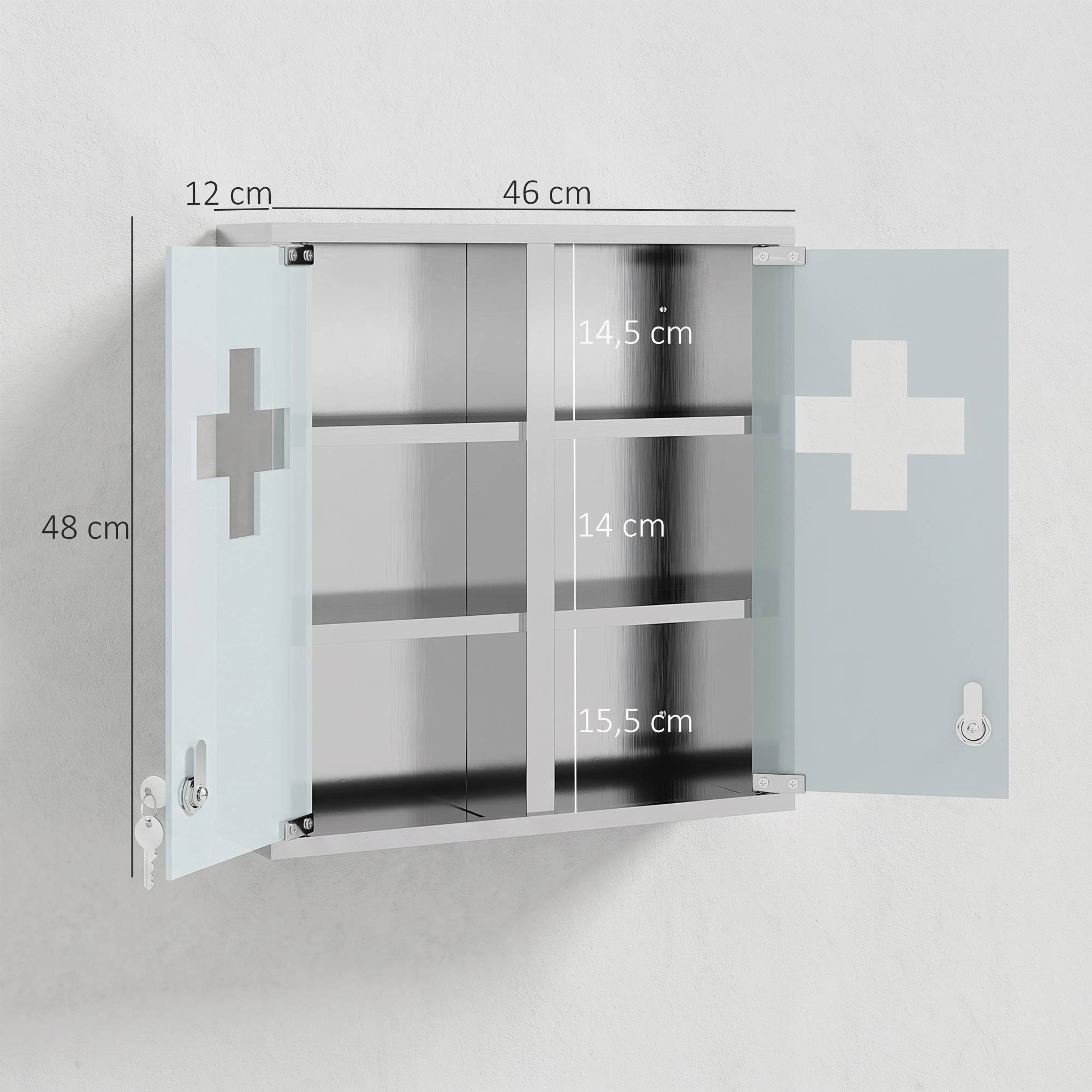 Sans Marque - Meuble sous-vasque mural portes vitrées fixes 2 plaques salle bain cuisine 46x12x48 cm plaqué - Image 5