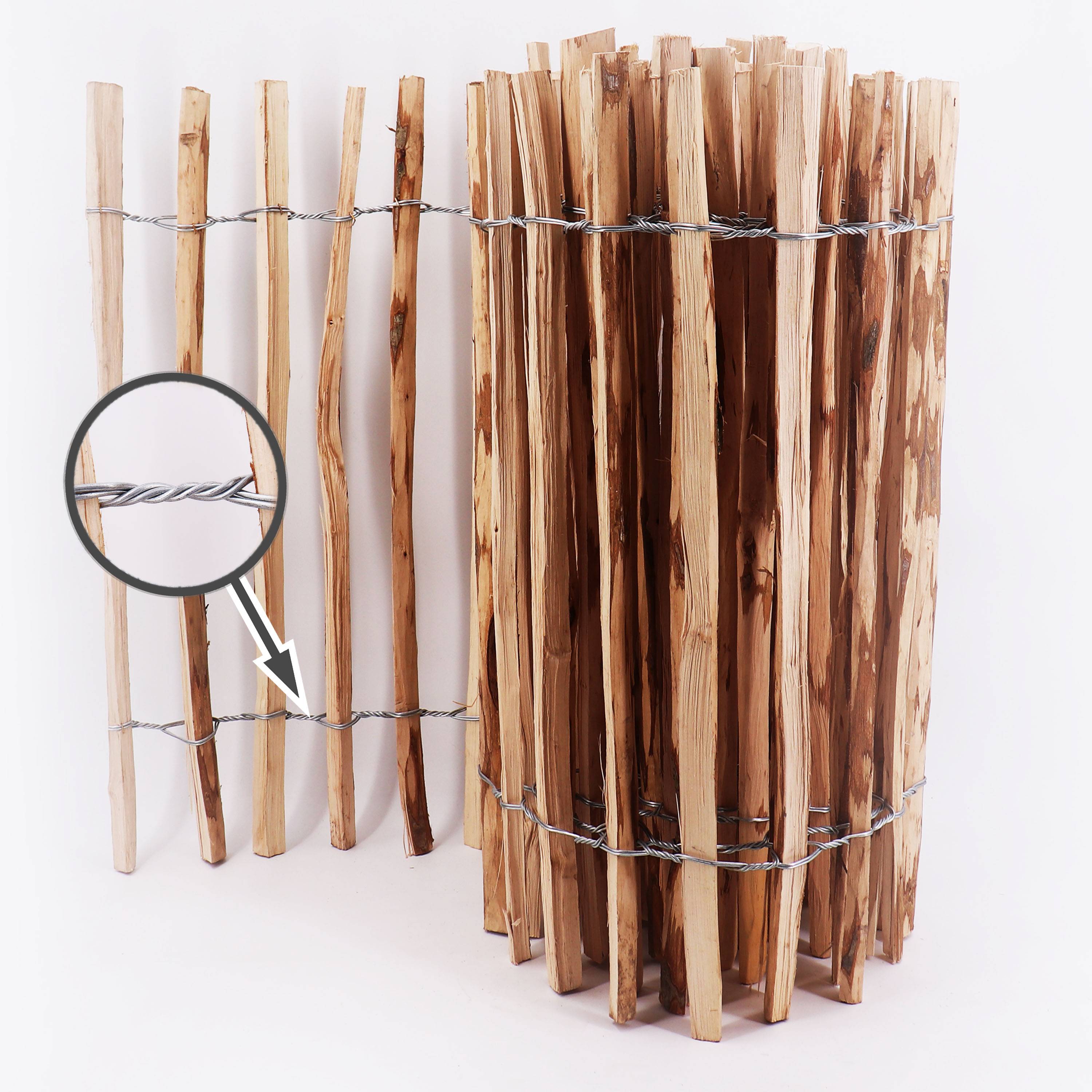 5m Clôture ganivelle 60cm de haut I Clôture en noisetier I Clôture en bois durable avec double harnais métallique I - Image 3