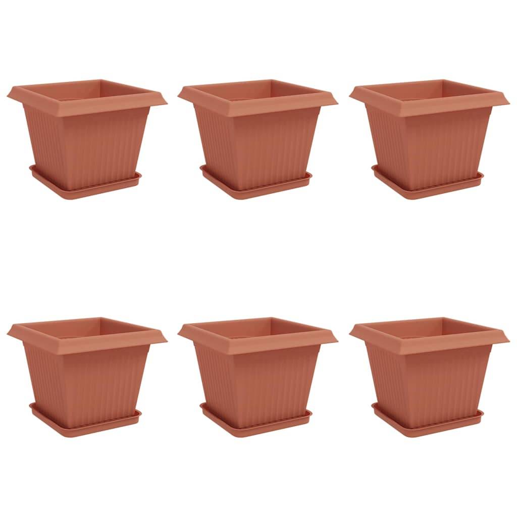 Vidaxl - Pots de plantes 6 pc Rouge brique Plastique vidaXL 3403294 - Image 2