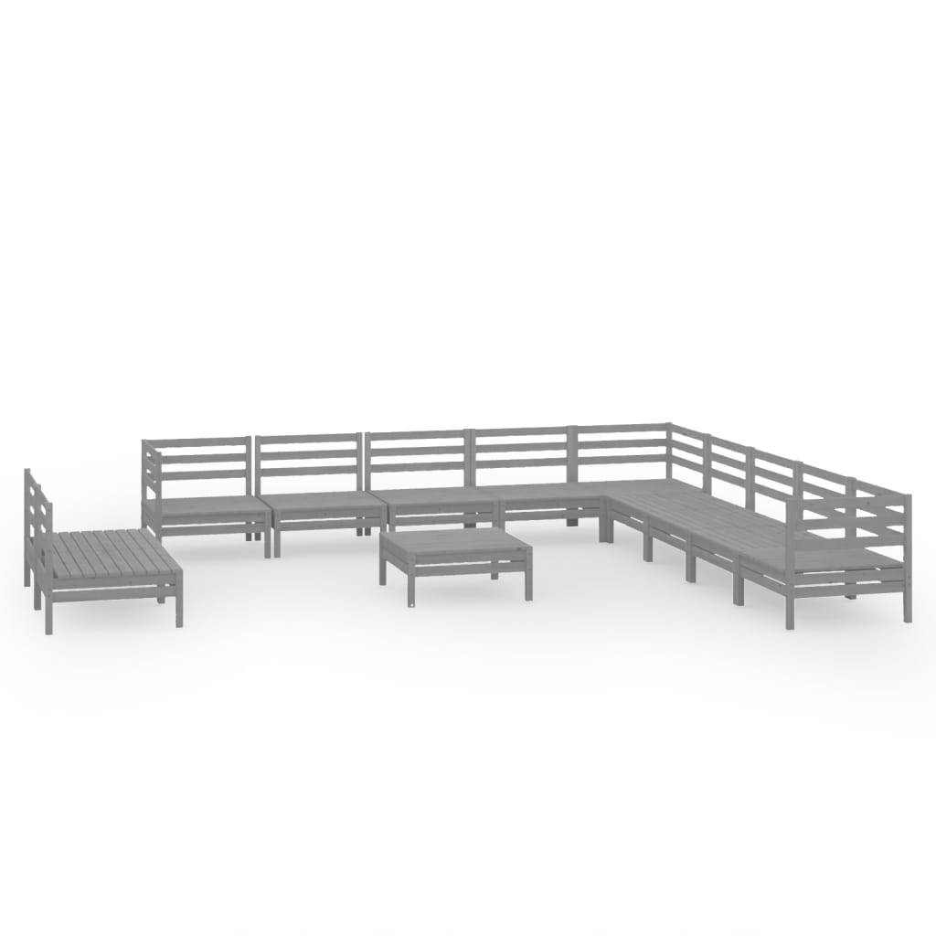 Helloshop26 - Salon de jardin meuble d'extérieur ensemble de mobilier 12 pièces bois de pin massif gris - Image 1