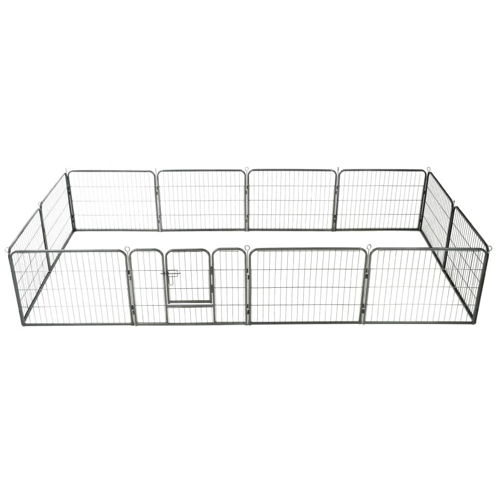 Helloshop26 - Parc pour chiens 12 panneaux acier 80 x 60 cm noir - Image 2