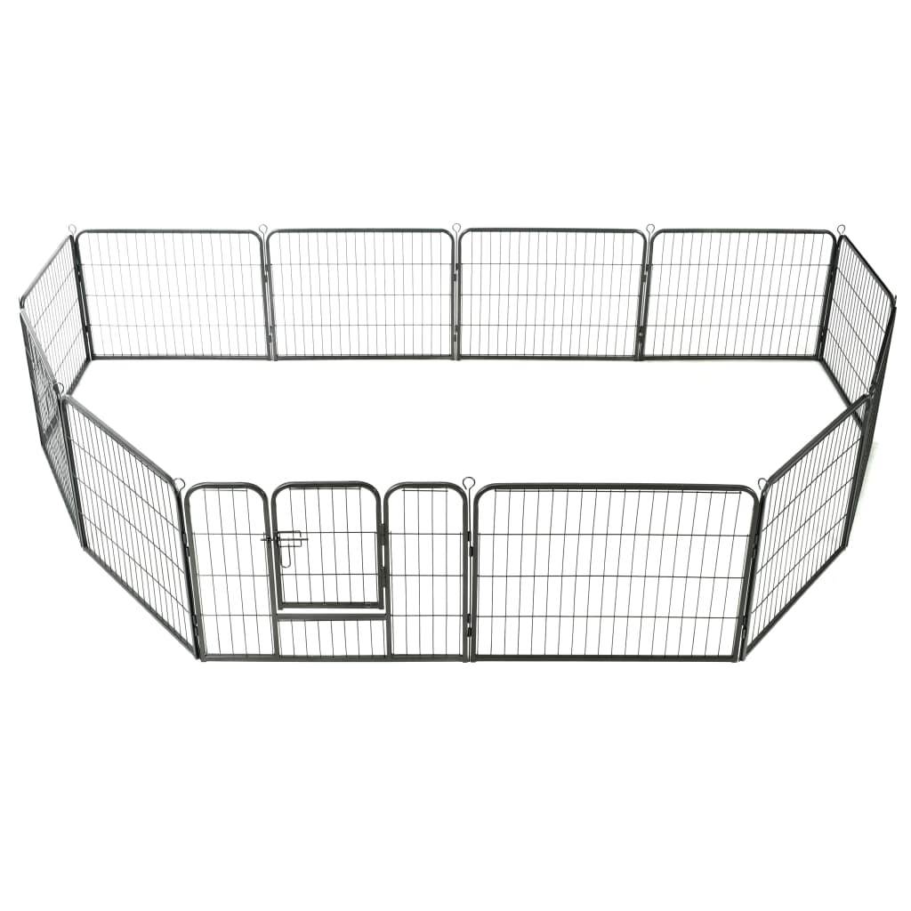 Helloshop26 - Parc pour chiens 12 panneaux acier 80 x 60 cm noir - Image 4