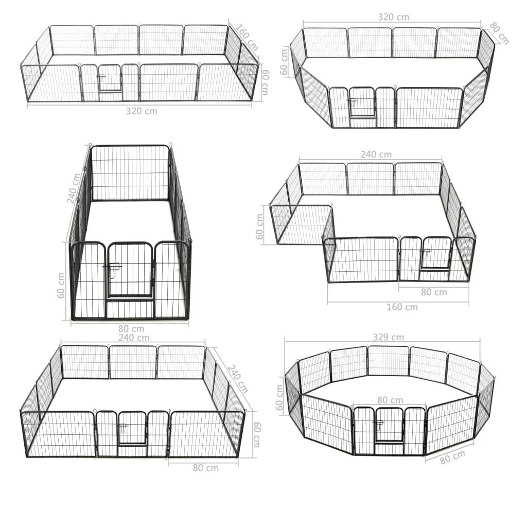 Helloshop26 - Parc pour chiens 12 panneaux acier 80 x 60 cm noir - Image 8