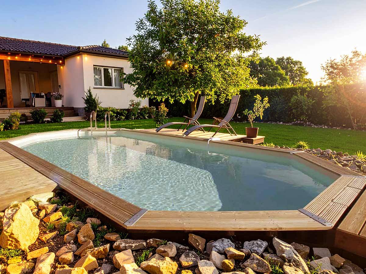 Ubbink - Kit piscine bois Ubbink Azura 6,10 x 4,00 x 1,20 m - Liner beige + Poolican - Image 2