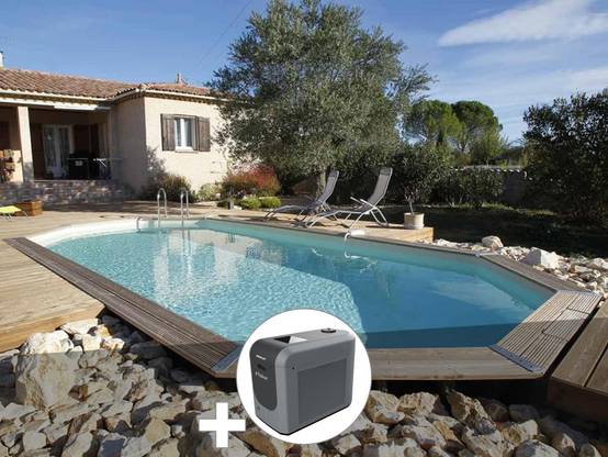 Ubbink - Kit piscine bois Ubbink Azura 6,10 x 4,00 x 1,20 m - Liner beige + Poolican - Image 1