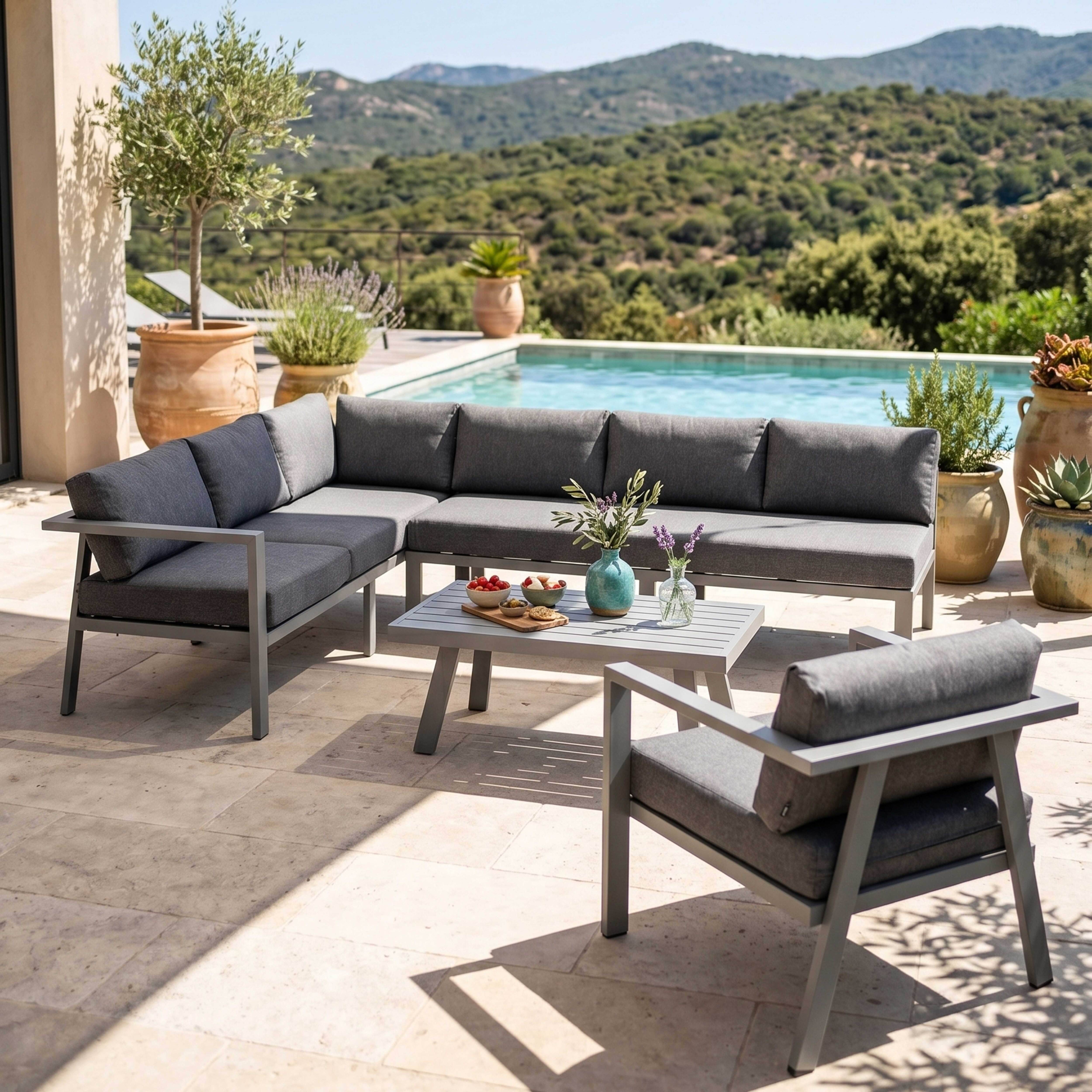 Oviala - Salon de jardin 6 places en aluminium Saint Tropez - Oviala - Image 2