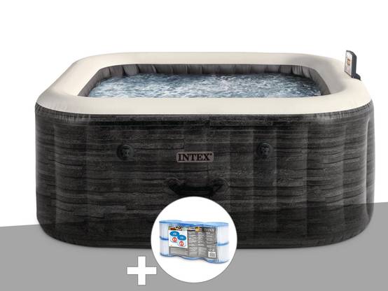 Kit spa gonflable Intex PureSpa Ardoise carré Bulles 6 places + 6 filtres