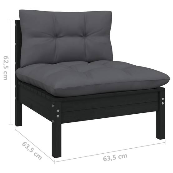 Helloshop26 - Salon de jardin meuble d'extérieur ensemble de mobilier 11 pièces avec coussins noir bois de pin - Image 5