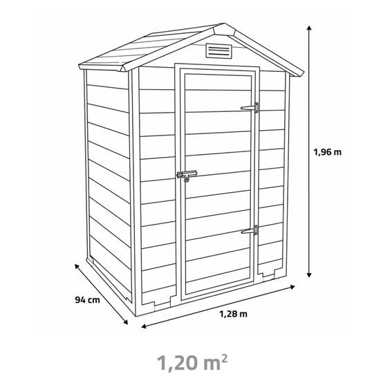 Abri de jardin Lys en plastique hauteur 196 cm - 1 porte 1,20m² - Image 3