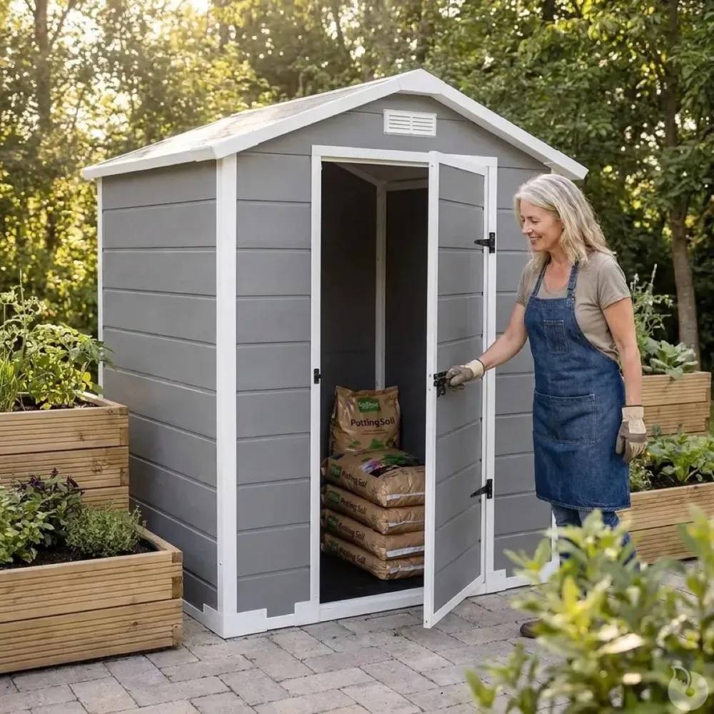 Abri de jardin Lys en plastique hauteur 196 cm - 1 porte 1,20m² - Image 7