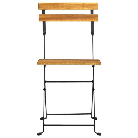 Lot de 6 chaises de jardin pliables bois d'acacia et acier naturel 40 x 39 x 79 cm - PANGIVO - Image 4