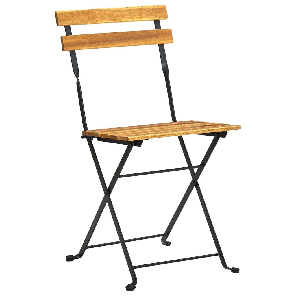 Lot de 6 chaises de jardin pliables bois d'acacia et acier naturel 40 x 39 x 79 cm - PANGIVO - Image 3