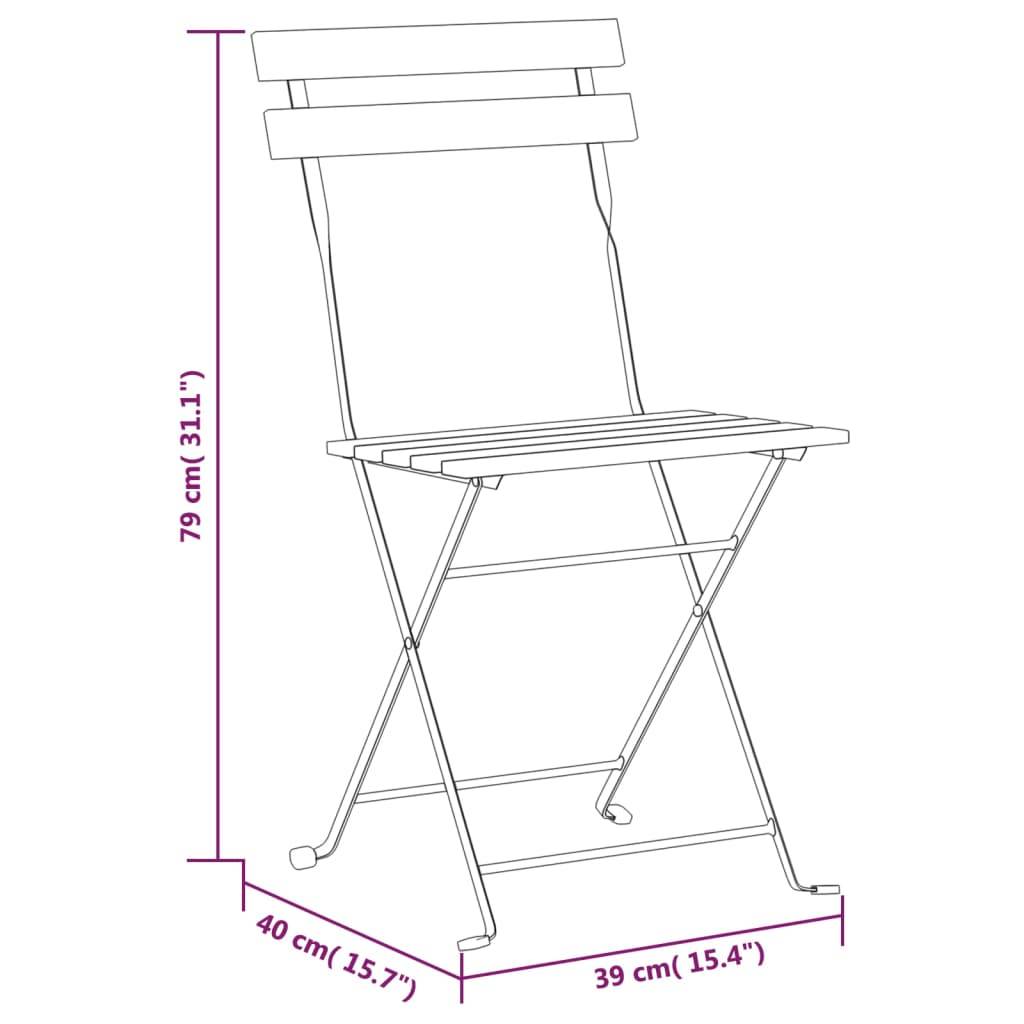 Lot de 6 chaises de jardin pliables bois d'acacia et acier naturel 40 x 39 x 79 cm - PANGIVO - Image 10